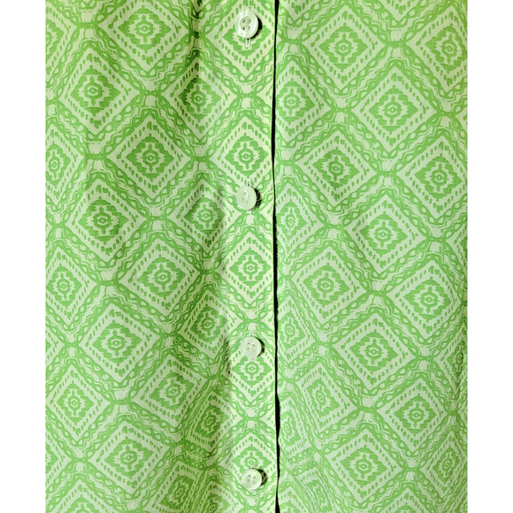 Chico’s Women's 3 No Iron 100% Cotton Blouse Light Green Diamond Pattern Spring - Picture 6 of 12